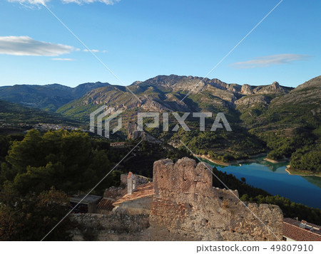 Ancient fortress San Jose castle in Guadalest, Spain. Drone photo Ancient fortress San Jose castle in Guadalest, Spain. Drone photo 49807910