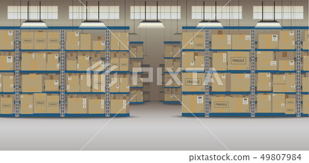 Warehouse interior with racks Warehouse interior with racks 49807984