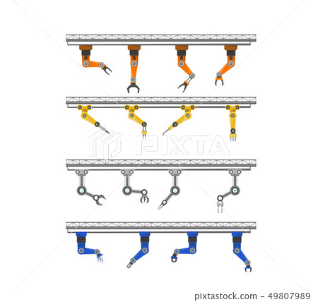 Robotic arms in a row 49807989