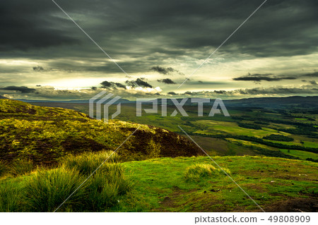 Scenic Landscape With Green Pastures And Forests A 49808909