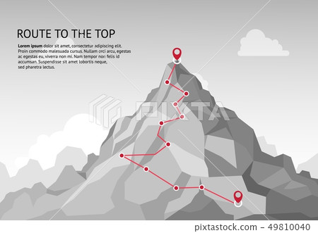 Mountain route infographic. Journey challenge path business goal career growth success climbing Mountain route infographic. Journey challenge path business goal career growth success climbing 49810040