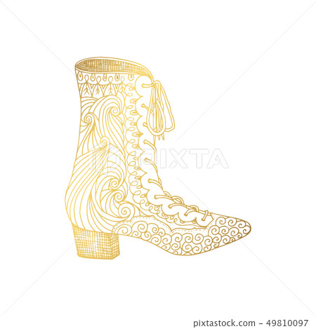 Woman sandals or lady shoe, golden ornament Woman sandals or lady shoe, golden ornament 49810097