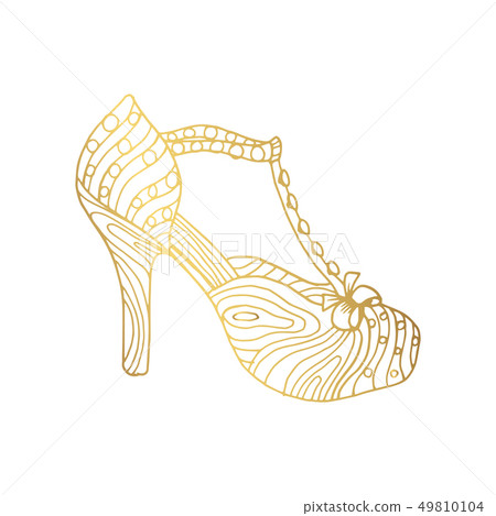Woman sandals or lady shoe, golden ornament 49810104