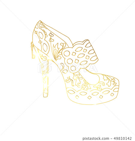 Golden high heel shoe illustration Golden high heel shoe illustration 49810142