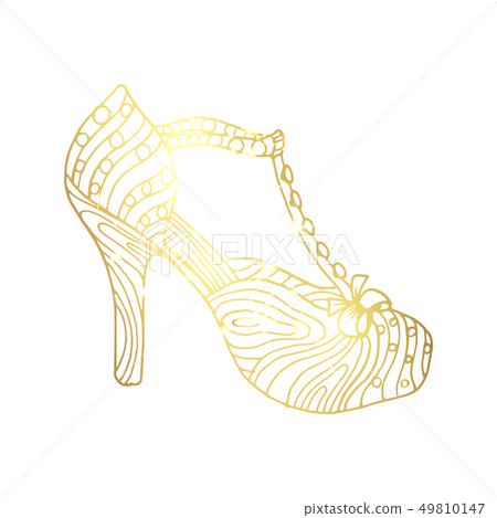 Woman sandals or lady shoe, golden ornament Woman sandals or lady shoe, golden ornament 49810147