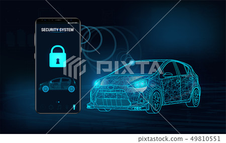 Smart car security system icon in futuristic style 49810551