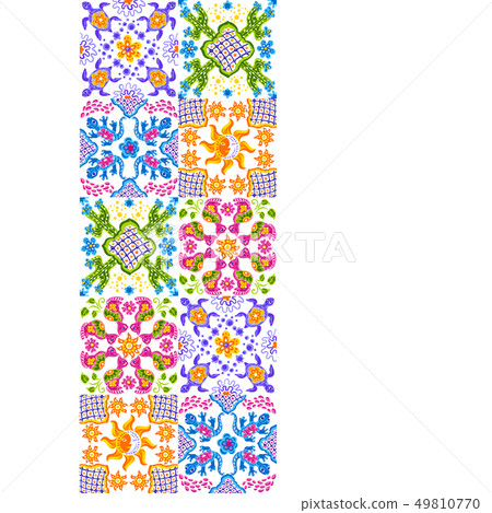 Mexican talavera ceramic tile pattern. Cute naive art items. 49810770