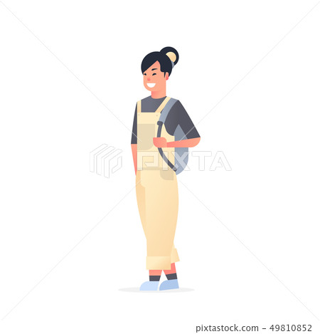 young asian girl wearing casual clothes happy attractive woman holding backpack chinese or japanese young asian girl wearing casual clothes happy attractive woman holding backpack chinese or japanese 49810852