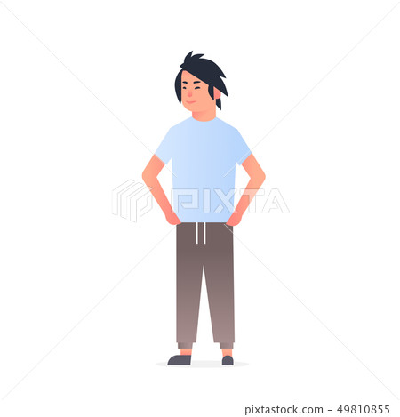 young asian guy wearing casual clothes happy attractive man standing pose chinese or japanese male 49810855