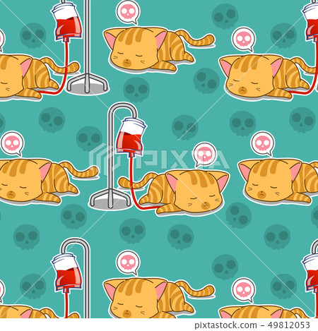 Seamless sick cat pattern. Seamless sick cat pattern. 49812053
