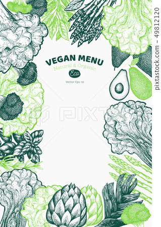 Green vegetables design template. Hand drawn 49812120