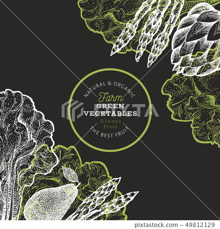 Green vegetables design template. Hand drawn 49812129