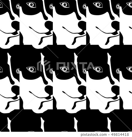 Silhouette cartoonish big black and white dog. Silhouette cartoonish big black and white dog. 49814418