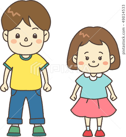 Brother and Sister Outlined 49814533