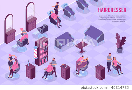 Barbershop Isometric Illustration 49814783