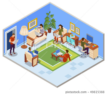 Freelance Day Isometric Composition Freelance Day Isometric Composition 49815388