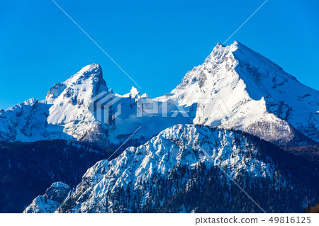 Beautiful winter wonderland mountain scenery in the Alps with pilgrimage church of Maria Gern and Beautiful winter wonderland mountain scenery in the Alps with pilgrimage church of Maria Gern and 49816125