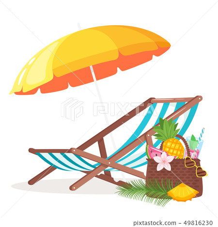 Summer background with deck chair 49816230