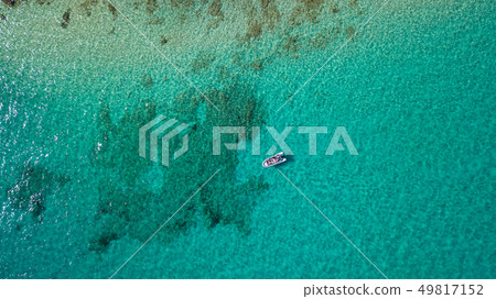 aerial view of boat with reef, fuerteventura aerial view of boat with reef, fuerteventura 49817152