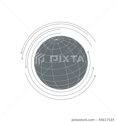 Planet icon fith futuristic circles around it 49817584