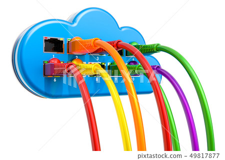 Computer Cloud with lan internet cables 49817877