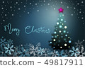Winter holiday background with snow and fur-tree 49817911