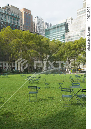 Empty Bryant Park in New York City Empty Bryant Park in New York City 49818034