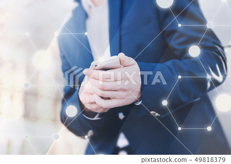 Wireless connection. Businessman with telephone in hand. 49818379