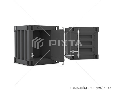 3D illustration of open and close container cabinet isolated white 49818452
