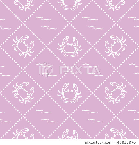 Seamless pattern with crabs and waves 49819870