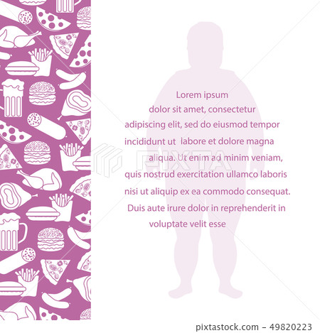 Fat man with unhealthy lifestyle symbols 49820223
