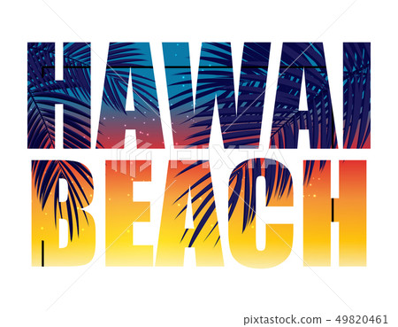 Hawai Beach Summer Paradise Abstract Palm Background. Vector Illustration 49820461