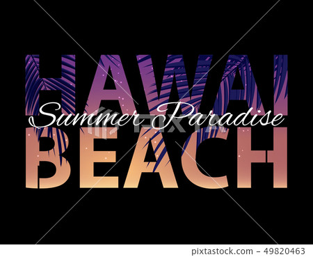 Hawai Beach Summer Paradise Abstract Palm Background. Vector Illustration 49820463