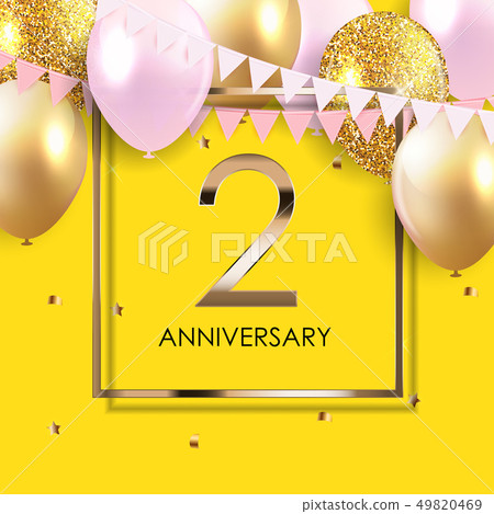 Template 2 Years Anniversary Background with Balloons Vector Illustration 49820469