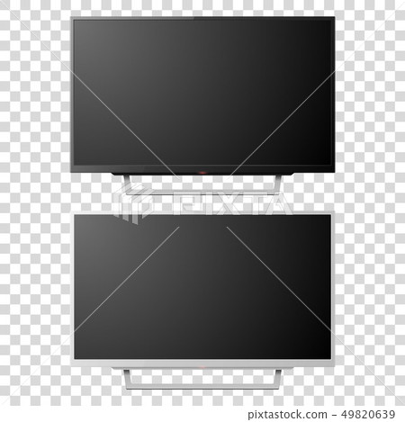 Vector 3d Realistic White and Black Blank TV Screen. Modern LCD LED Panel Set Closeup Isolated on 49820639