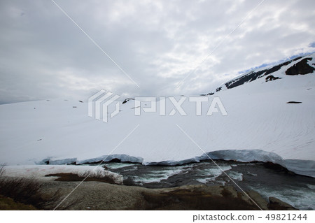 Spring glacial river in mountains Spring glacial river in mountains 49821244