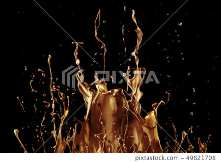 abstract golden liquid splash on black background 49821708