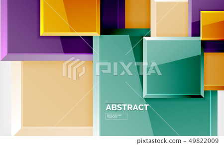 Square abstract background, glossy geometric design 49822009