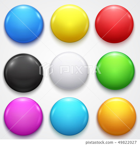 Realistic Color Blank Circle Button Badge Set 49822027