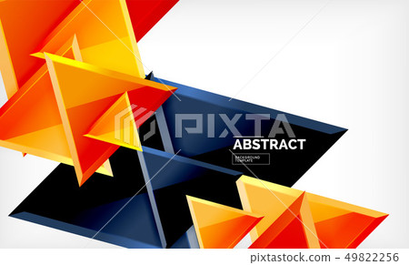 Triangles repetiton geometric abstract background, multicolored glossy triangular shapes, hi-tech Triangles repetiton geometric abstract background, multicolored glossy triangular shapes, hi-tech 49822256
