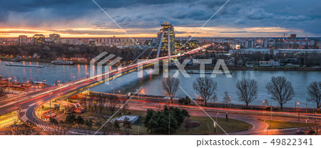Bratislava Cityscape with New Bridge at Sunrise 49822341