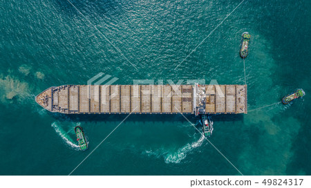 Aerial view empty upper deck of container ship. 49824317
