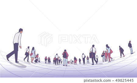 Illustration of people walking on station platform 49825445