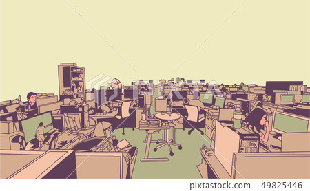 Illustration of large office creative work people 49825446