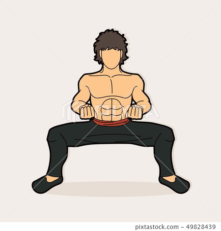 Man Kung Fu action ready to fight graphic vector 49828439