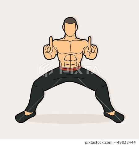 Man Kung Fu action ready to fight graphic vector 49828444