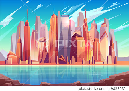 New York city skyline cartoon vector background 49828681