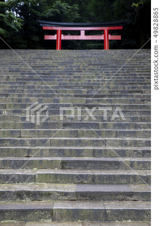Stone steps and three torii gates of Kirishima Shrine 49828865