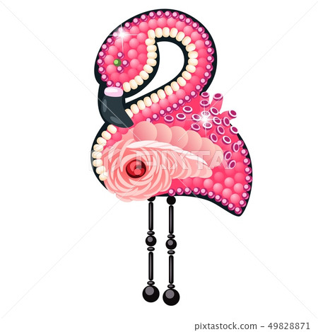Flamingo figurine made of precious stones in the form of a brooch isolated on white background Flamingo figurine made of precious stones in the form of a brooch isolated on white background 49828871