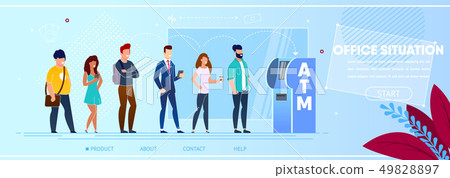 Young People Standing in Queue to Get Cash in Atm. Young People Standing in Queue to Get Cash in Atm. 49828897